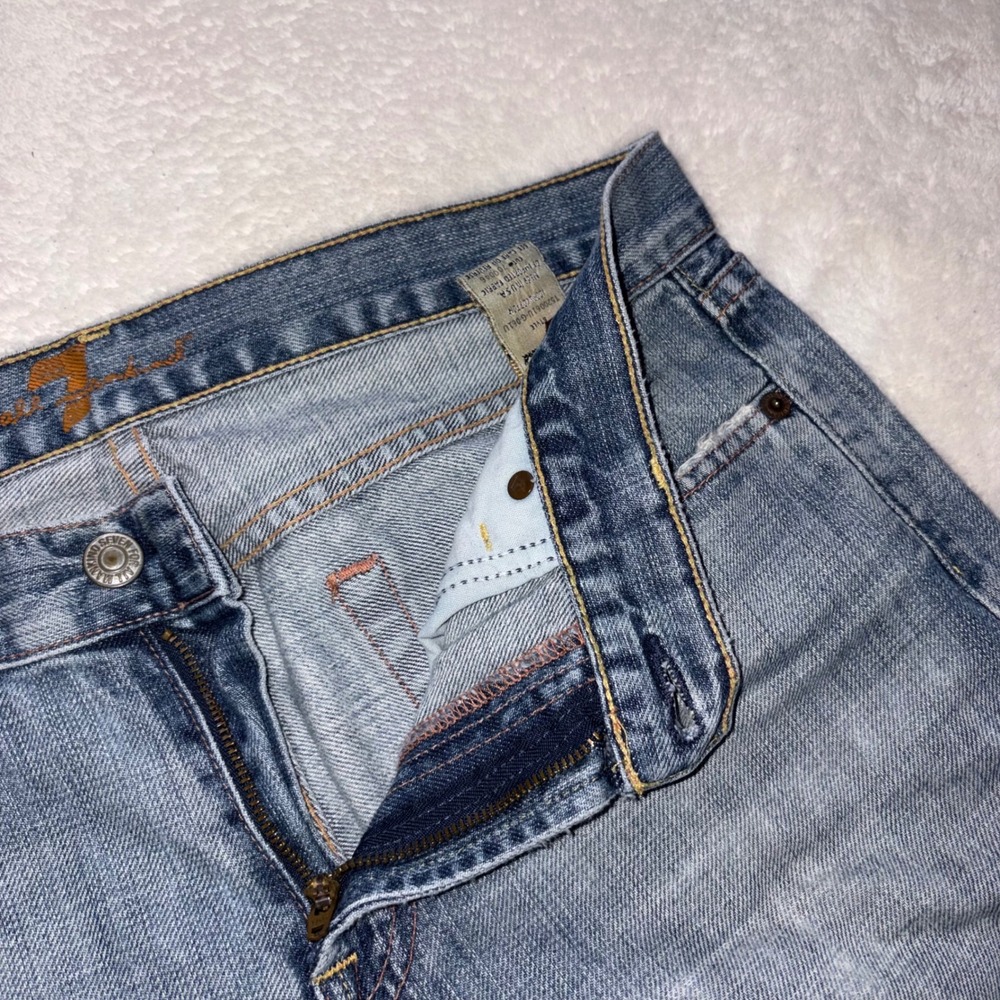 7 FOR ALL MANKIND Jeans Mens 30 Blue Bootcut Distressed USA T520061U-G-061U 29in - Picture 4 of 15